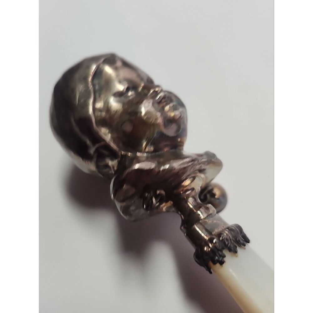 Antique Victorian Sterling Silver Baby Rattle Mother of Pearl - Picture 4 of 9